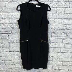 Calvin Klein Dress Gold Zipper Black Sleeveless size 10